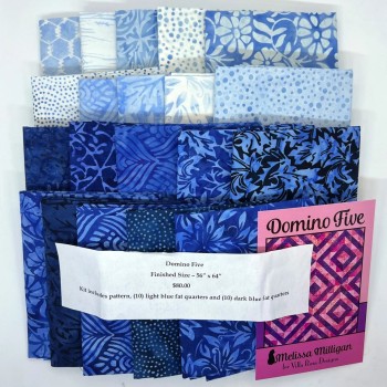 Domino Five Quilt 56" x 64" - Twenty Blue Fat Quarters and Pattern